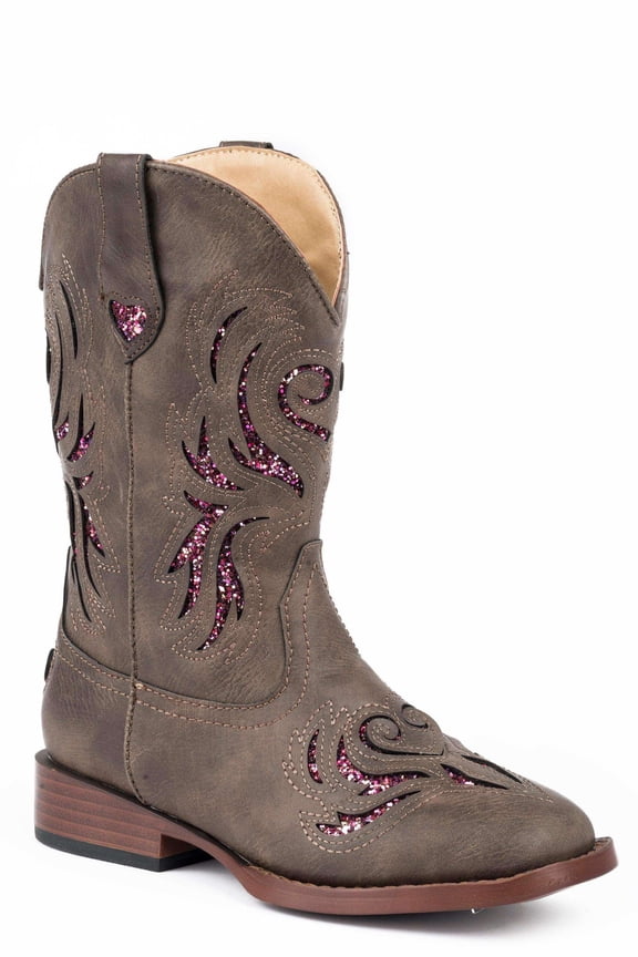 Girls Glitter Breeze Square Toe Cowboy Mid Calf Boots