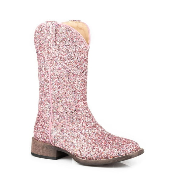 Roper Girls Glitter Galore Square Toe Cowboy   Ankle Boots