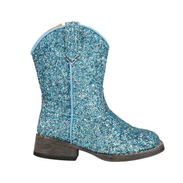 Roper Girls Glitter Galore Square Toe Cowboy   Ankle Boots