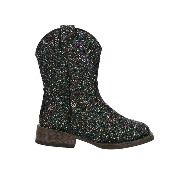 Roper Girls Glitter Galore Square Toe Cowboy   Mid Calf Boots