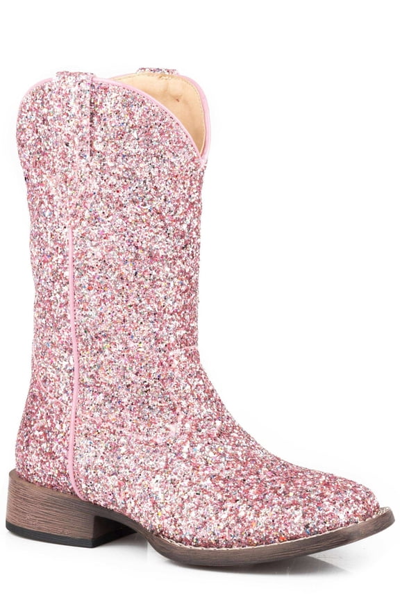 Girls Glitter Galore Square Toe Cowboy Mid Calf Boots