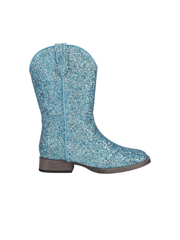 Girls Glitter Galore Square Toe Cowboy Mid Calf Boots