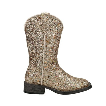 Roper Girls Glitter Galore Square Toe Cowboy   Mid Calf Boots