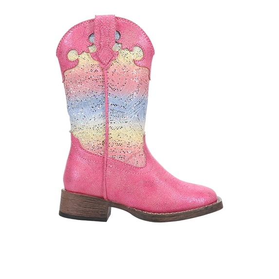 Roper Girls Glitter Lace Square Toe Cowboy Mid Calf Boots