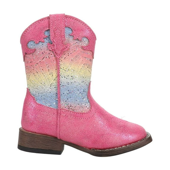 Roper Girls Glitter Lace Square Toe Cowboy   Mid Calf Boots