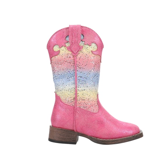 Roper Girls Glitter Lace Square Toe Cowboy   Mid Calf Boots