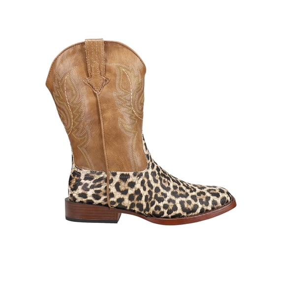 Roper Girls Glitter Leopard Square Toe Cowboy Mid Calf Boots
