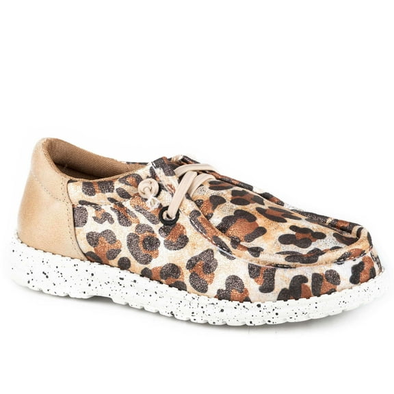 Roper Girls Hang Loose Leopard Slip On   Flats Casual Shoes