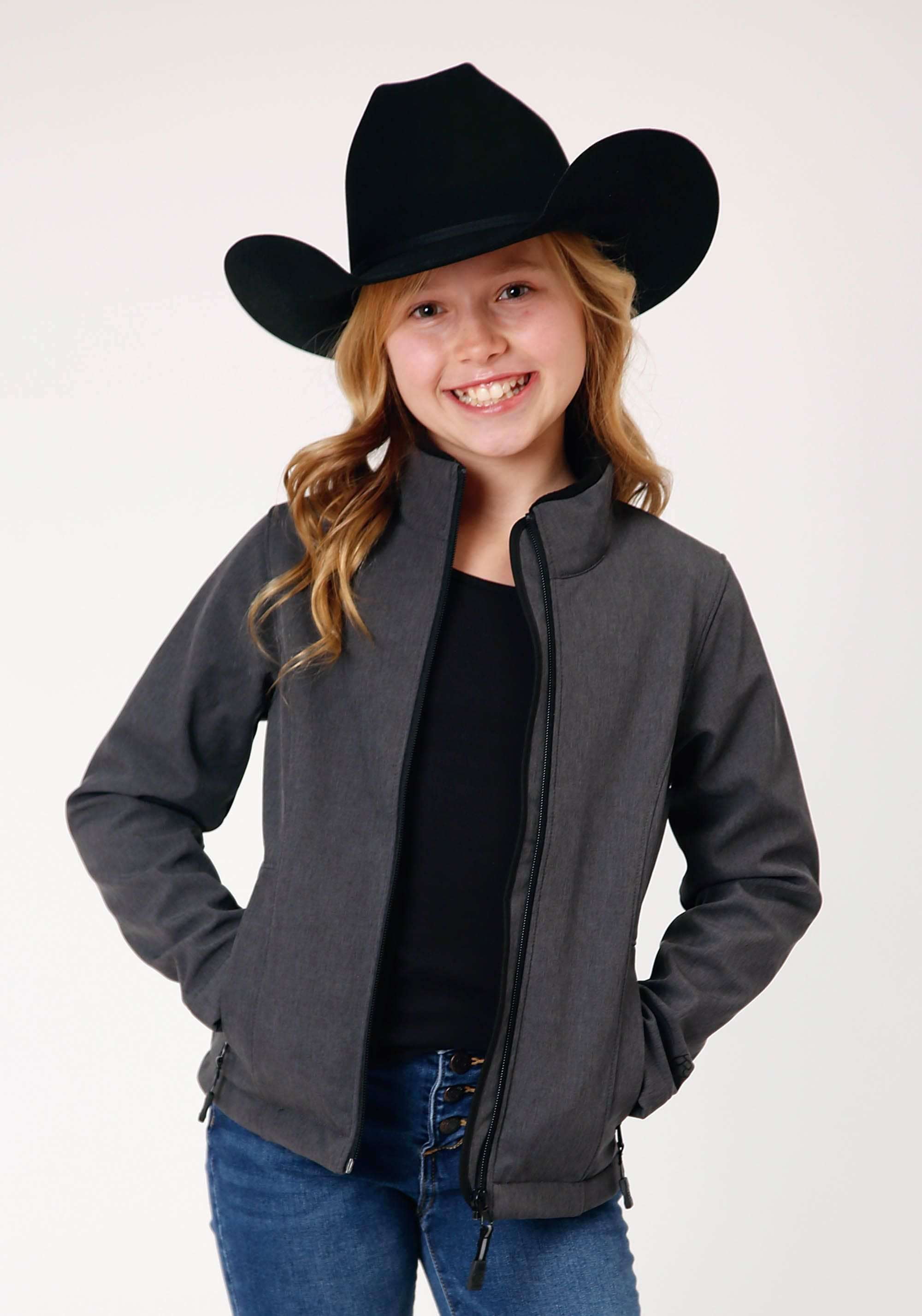 Roper Girls Heather Grey Softshell Tech Jacket - Walmart.com