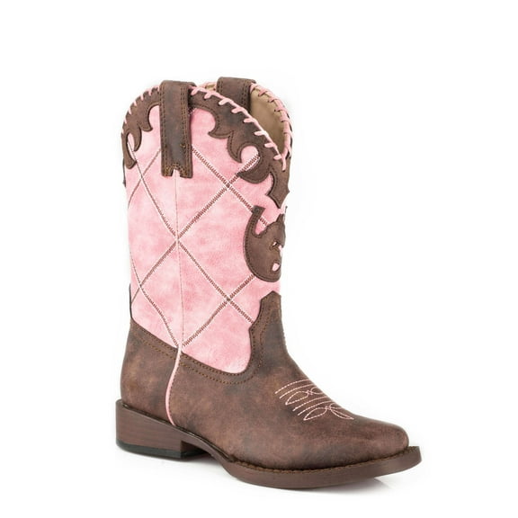 Roper Western Boots Girl Lacy Faux 1 Child Pink 09-018-1902-2000 PI