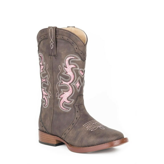 Roper Girls Lexi Rhinestone Square Toe Cowboy   Mid Calf Boots