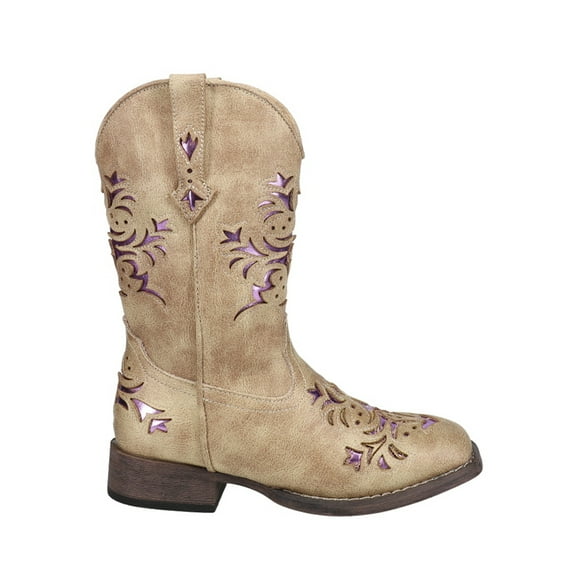 Roper Girls Lola Metallic Square Toe Cowboy   Mid Calf Boots