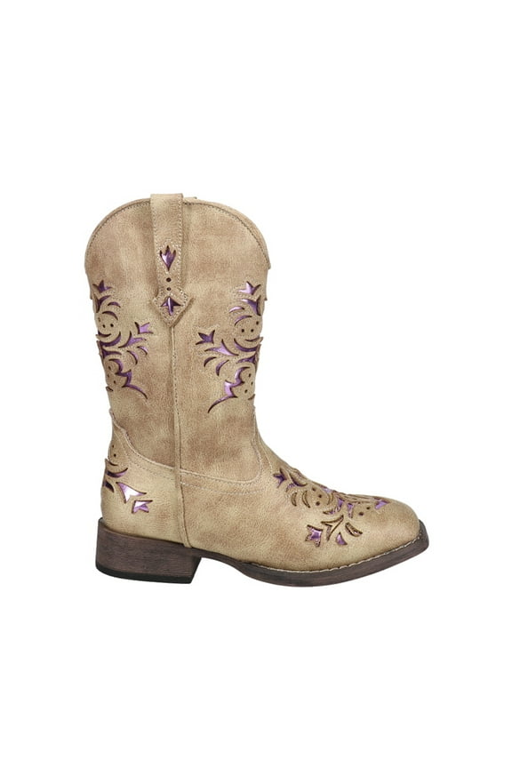 Girls Lola Metallic Square Toe Cowboy Mid Calf Boots