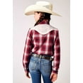 thumbnail image 1 of Roper Girls Long Sleeve Snap Red Plaid Western Shirt With Fancy Curved Yokes Applique On Front Yoke, 1 of 1