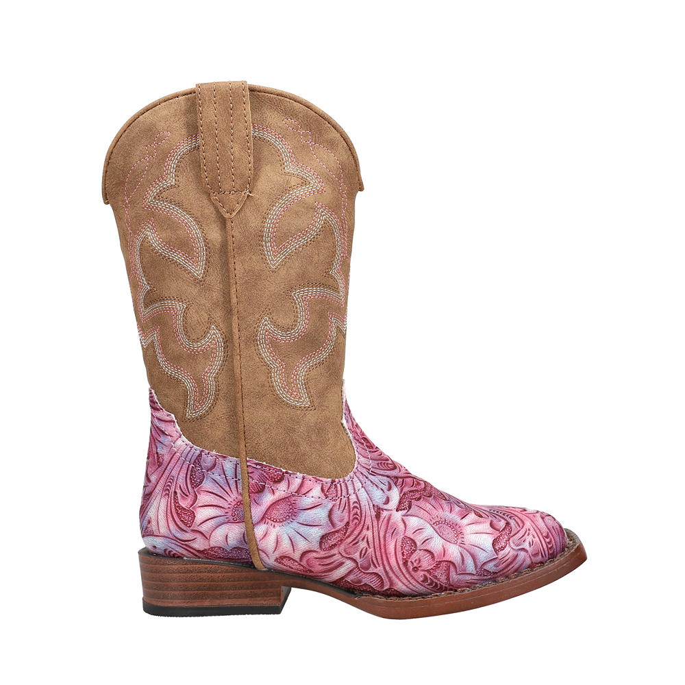 Roper Girls Raya Tie Dye Square Toe Cowboy Mid Calf Boots - Walmart.com