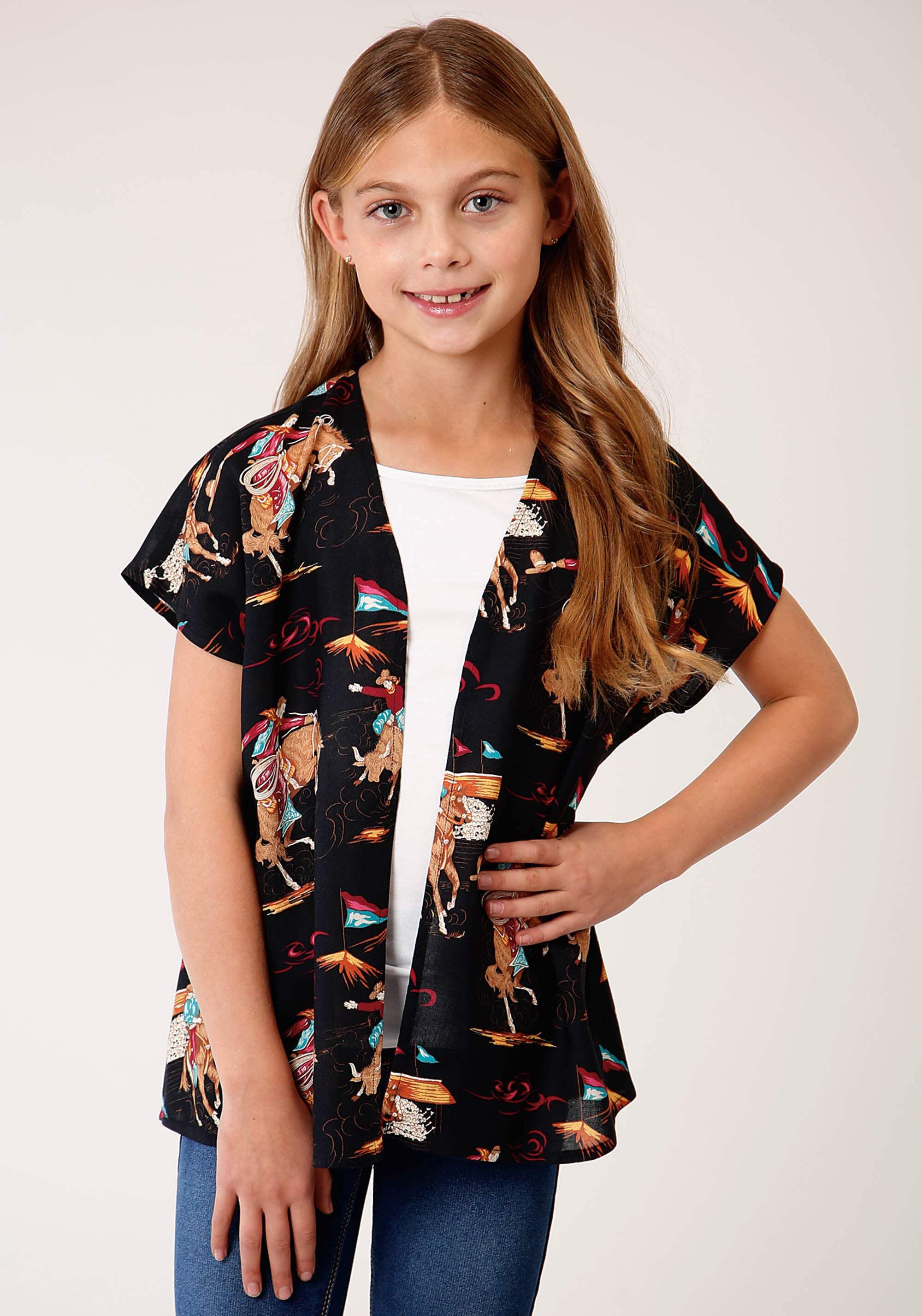 Retro Rodeo Cardigan Roper Girls Retro Rodeo Print Cardigan - Walmart.com