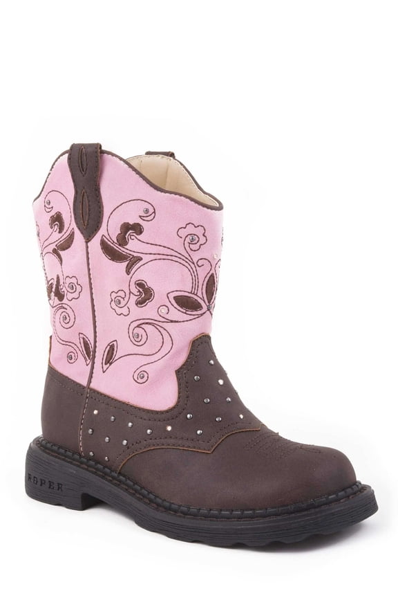 Girls Saddle Light Round Toe Cowboy Mid Calf Boots