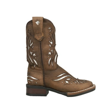Roper Girls Shiloh Metallic Square Toe Cowboy   Mid Calf Boots
