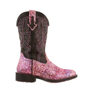 Roper Girls Southwest Glitter Square Toe Cowboy   Mid Calf Boots