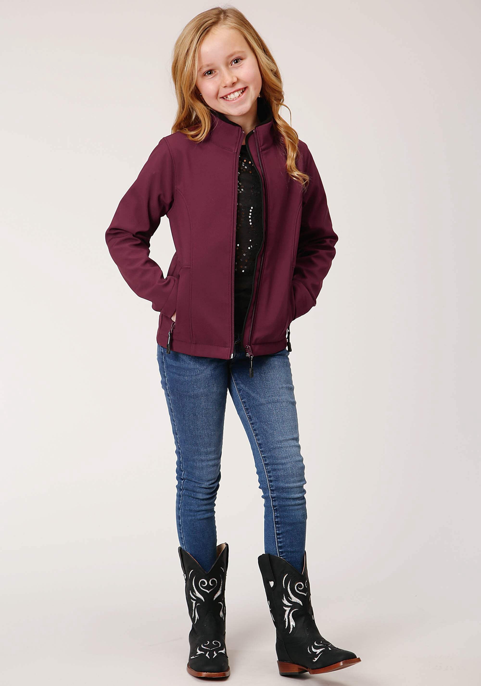Roper Girls Wine Softshell Tech Jacket - Walmart.com