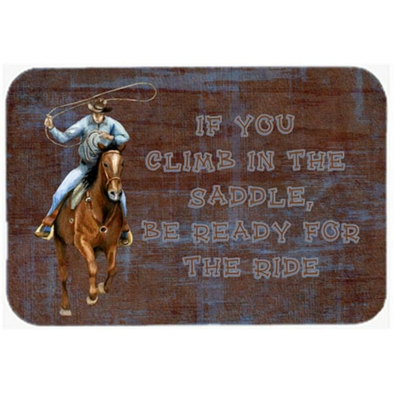 Roper Horse If You Climb In The Saddle- Be Ready For The Ride Glass Cutting Board - Large