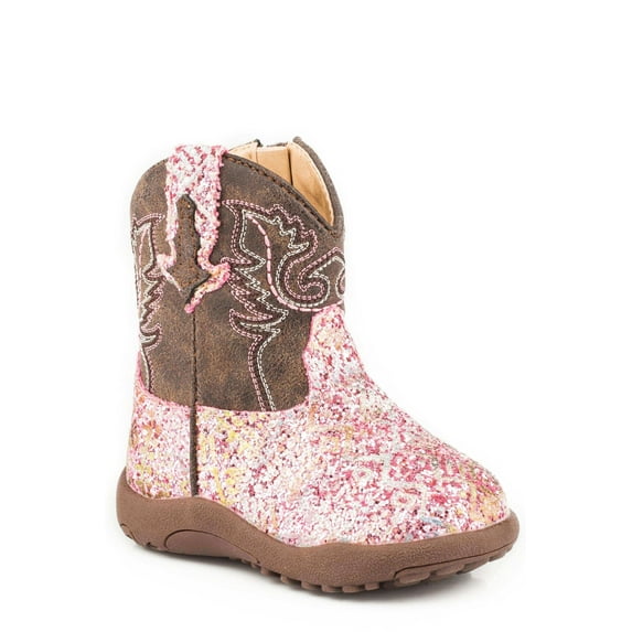 Roper Infant Girls Cowbaby Aztec Glitter Round Toe Boots Mid Calf