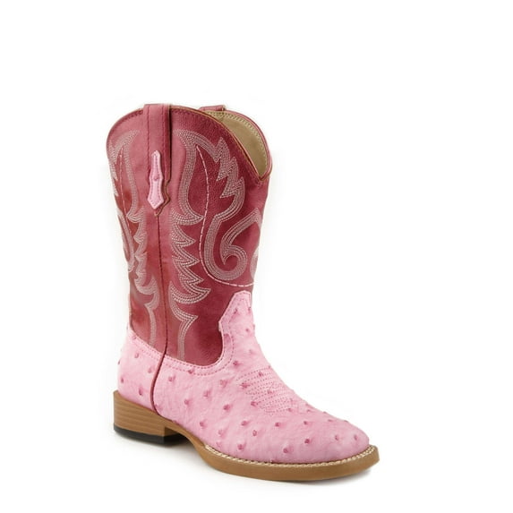 Roper Girls Bumps Faux Ostrich Square Toe Cowboy Mid Calf Boots