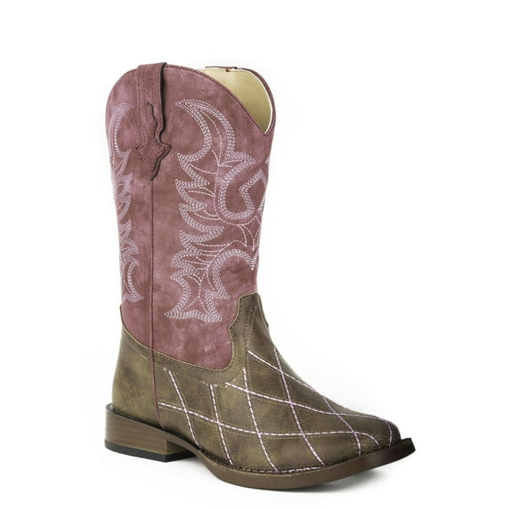 Girls' Little Cross Cut Western Boot Square Toe - 09-119-1900-0081 BR 4 D