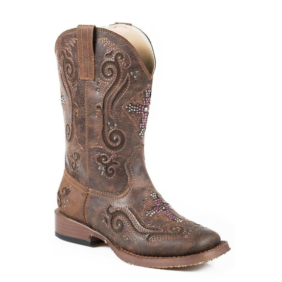 Roper  Kids Girls Faith Square Toe Cowboy   Casual Boots   Mid Calf