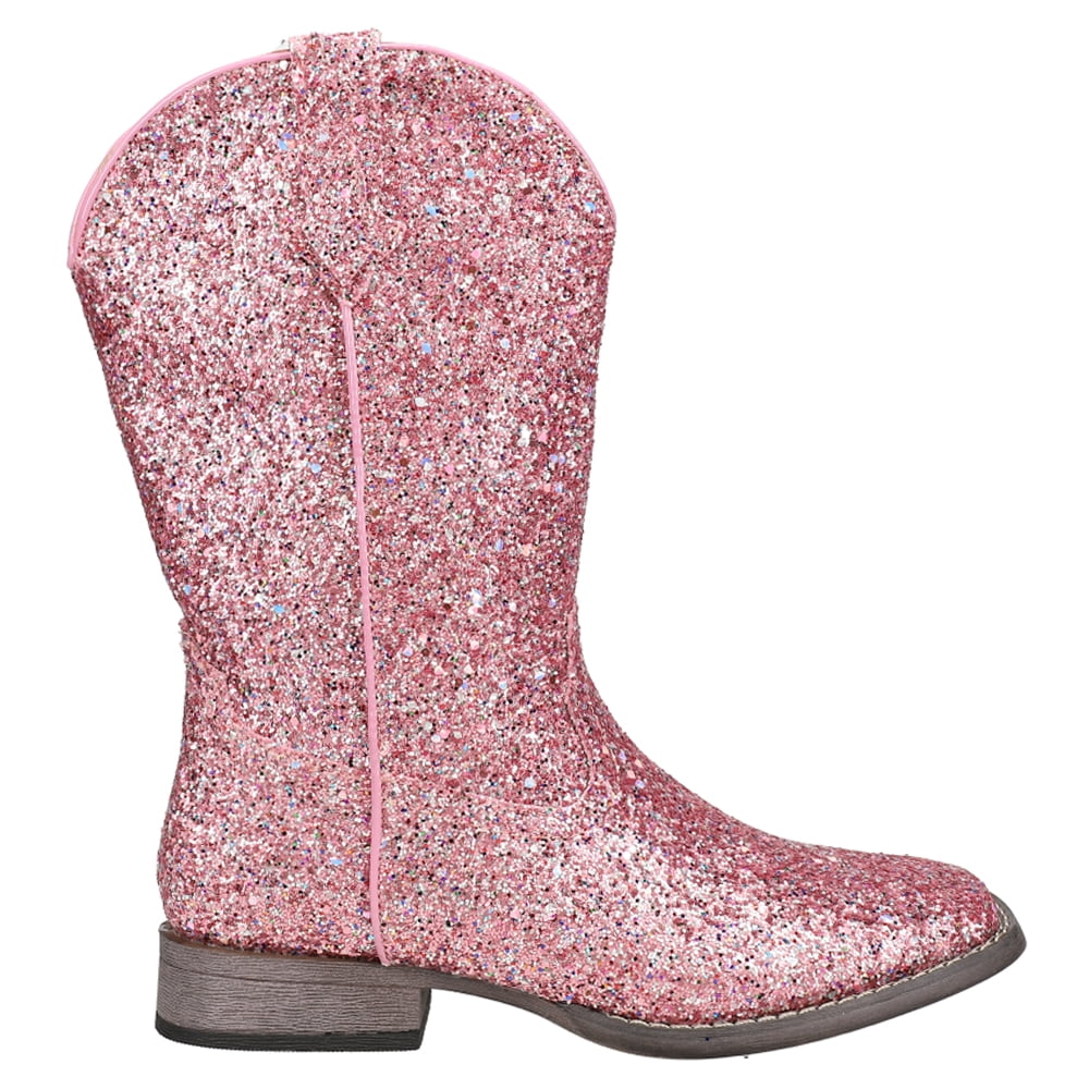 Roper Girls Glitter Galore Square Toe Cowboy Casual Mid Calf Boots Walmart