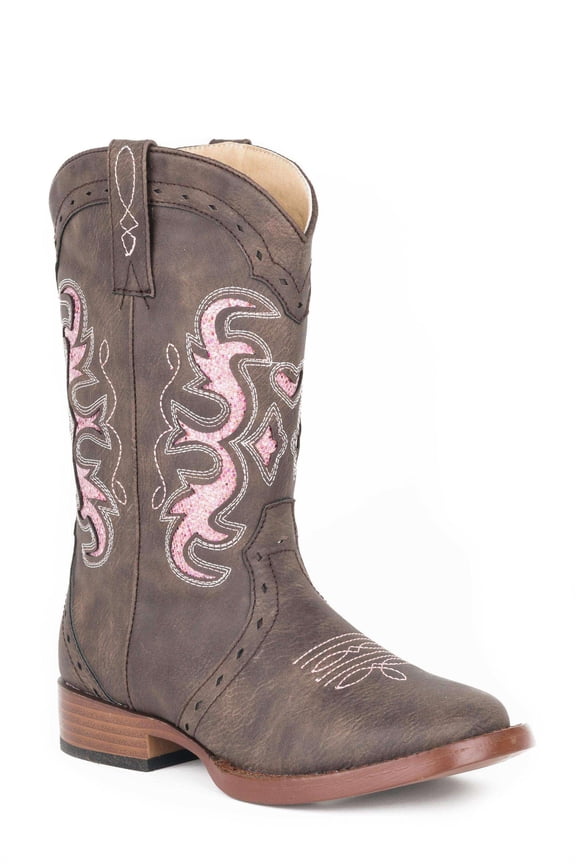 Girls Lexi Rhinestone Square Toe Cowboy Mid Calf Boots