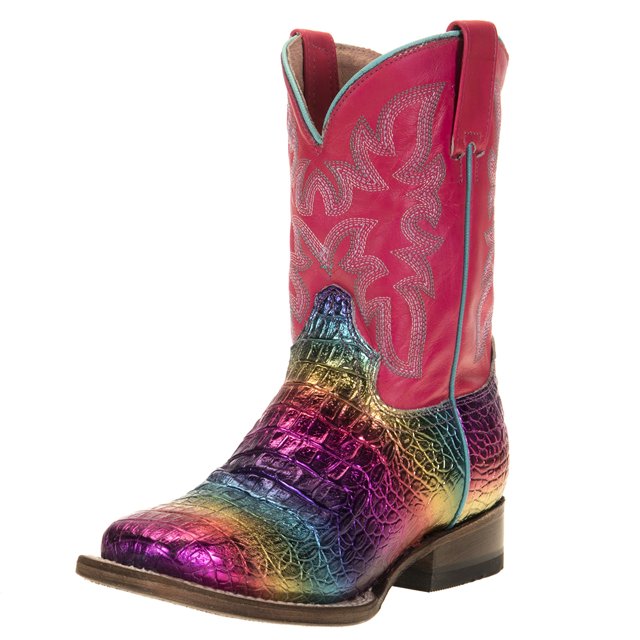 Roper Boys 09-018-7020-0765 Ali Rainbow Faux Caiman 8` Shaft 9 Toddler ...
