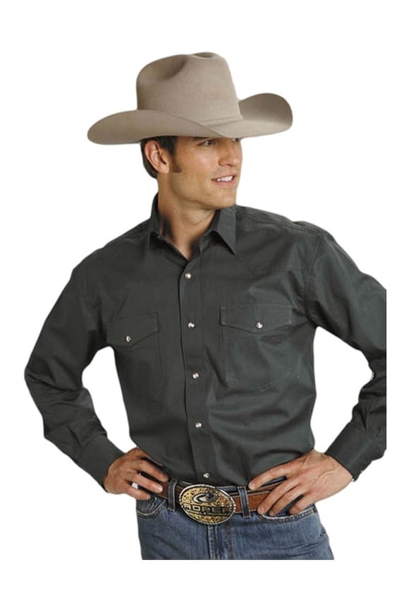 Men's Amarillo Collection Solid Long Sleeve Western Shirt Hunter Green X-Large