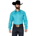 thumbnail image 1 of Roper Mens Long Sleeve Snap Solid Poplin Stretch Turquoise Western Shirt, 1 of 4
