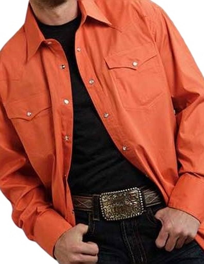 Roper® Mens Orange Plad Snap LS Western Shrt | Mens Western Wear