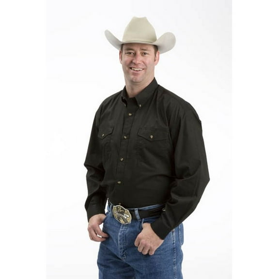 Roper Mens Black Solid Long Sleeve Western Button Shirt