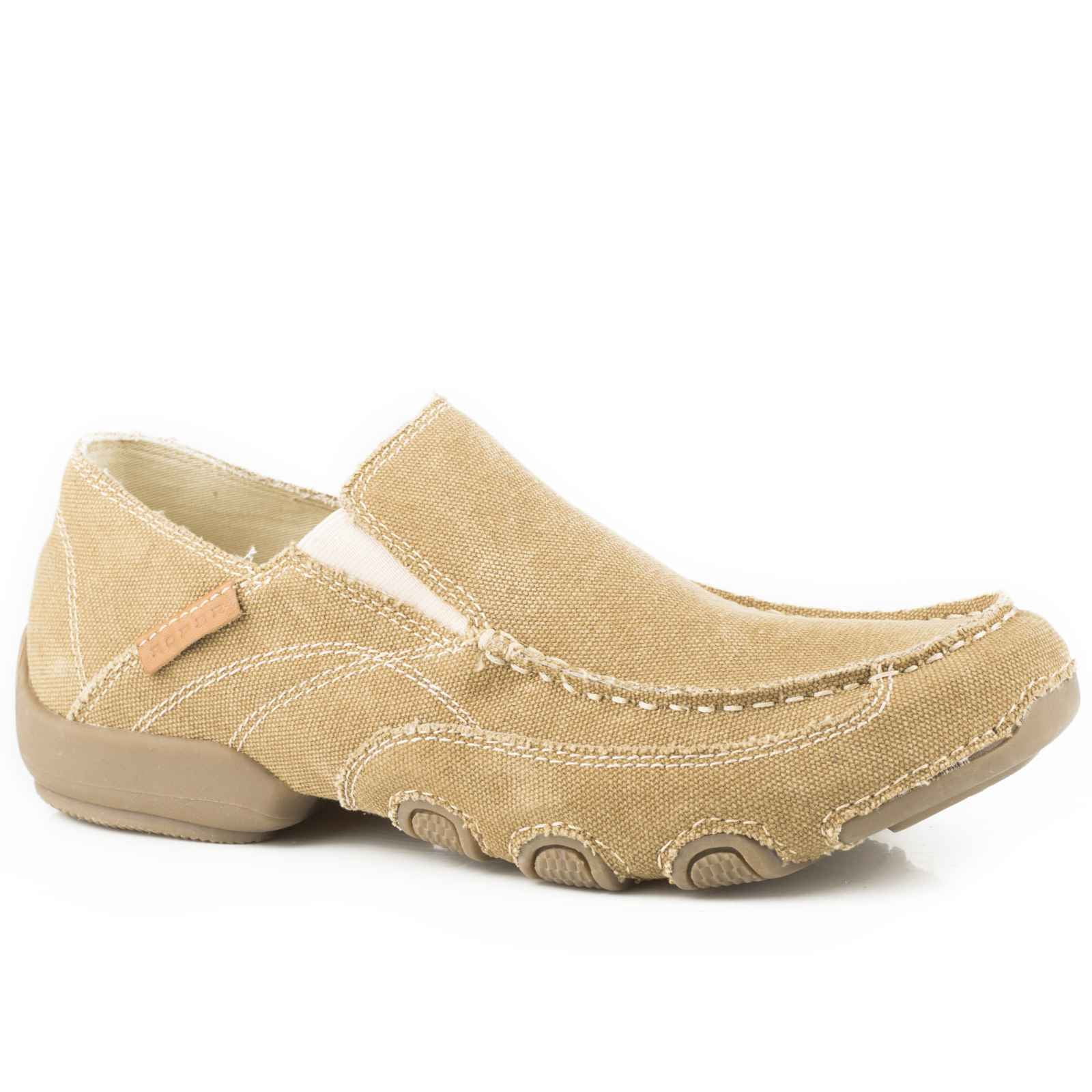 Roper Mens Tan Canvas Slip On Casual Shoe - Walmart.com display picture 1