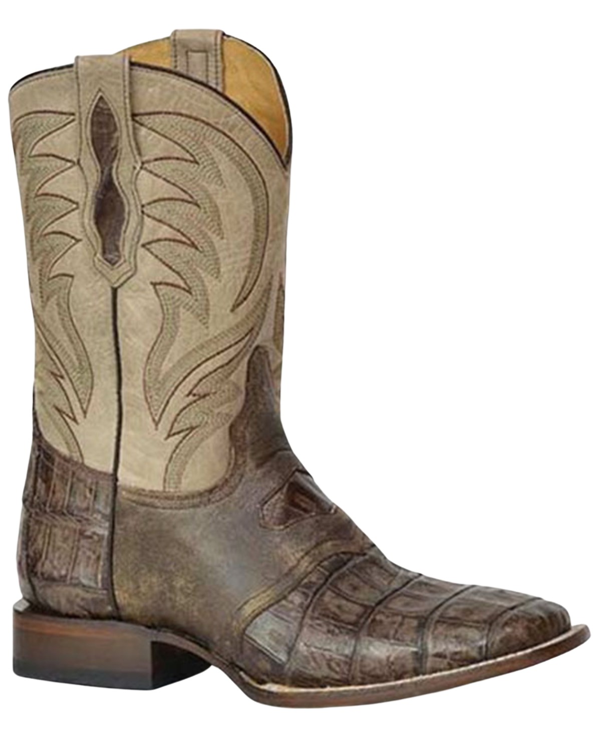 Roper Men's Vintage Cody Caiman Western Boot Broad Square Toe Dark ...
