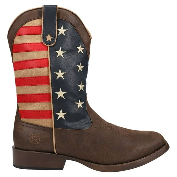 Roper Mens American Patriotic Square Toe Pull On Cowboy  Mid Calf Boots