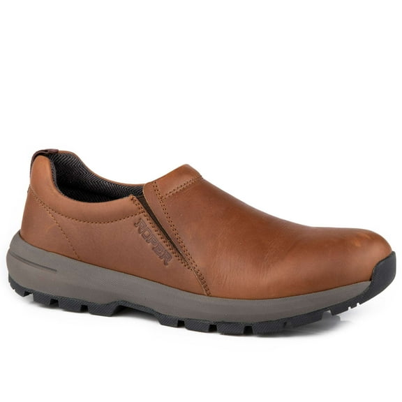 Roper Mens Brown Oiled Leather Slipon