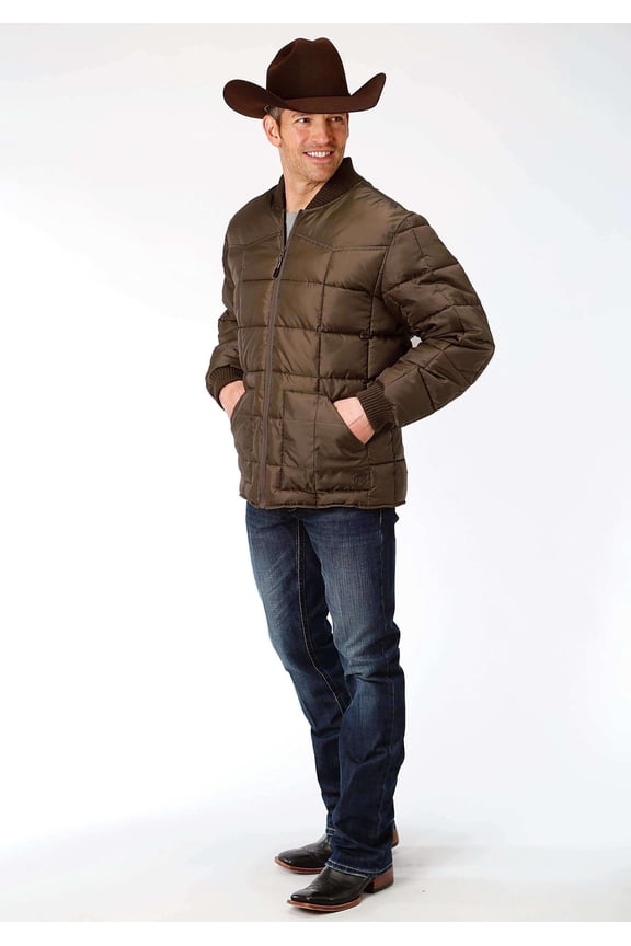 Mens Brown Poly-Filled Jacket