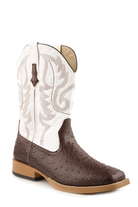 Mens Bumps Ostrich Square Toe Cowboy Mid Calf Boots