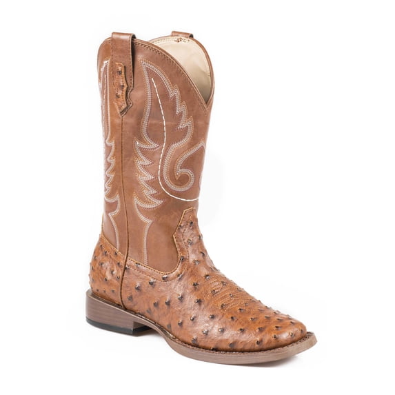 Roper 09-020-1900-0807 (DS)Mens Tan Faux Leather Ostrich Print Vamp Tan 10 D