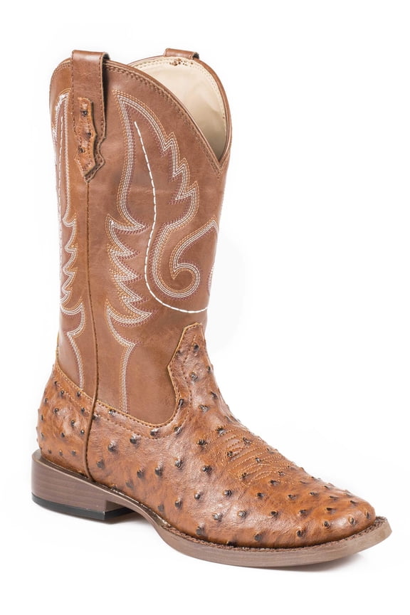 09-020-1900-0807 (DS)Mens Tan Faux Leather Ostrich Print Vamp Tan 8.5 D