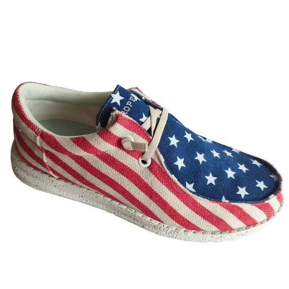 Roper Mens Hang Loose Slip On Patriotic Sneakers Shoes Casual