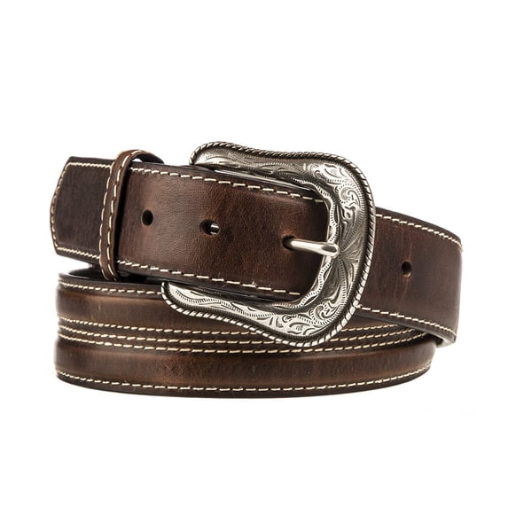 Roper Mens Leather Belt with Silver Concho 44