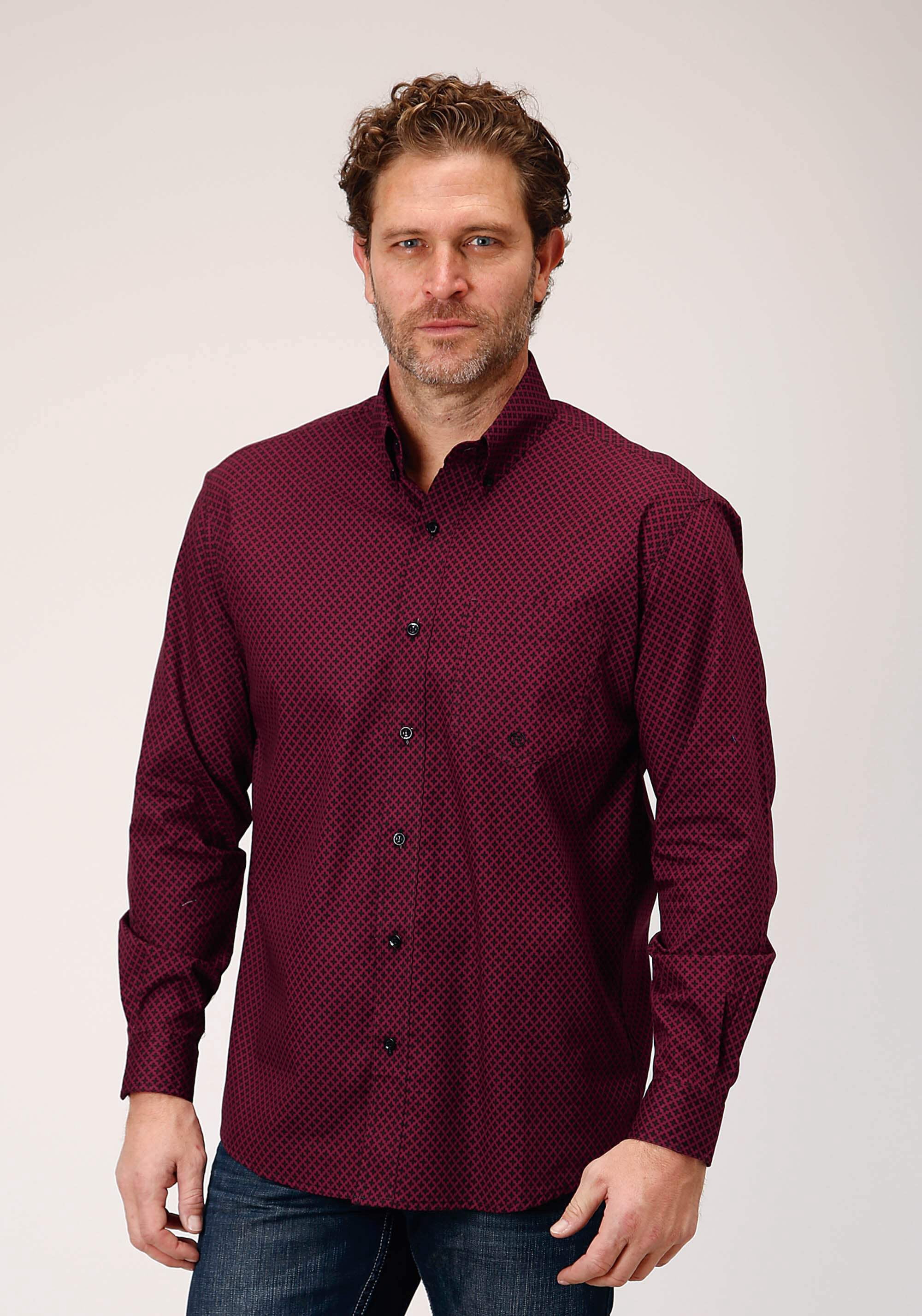 Roper Men's Western Shirt Classic Foulard In Wine main image 1