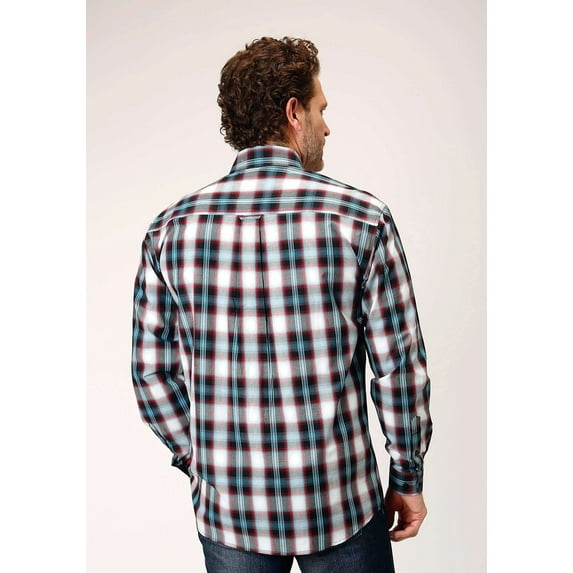 Roper Mens Long Sleeve Button West Plaid Western Shirt
