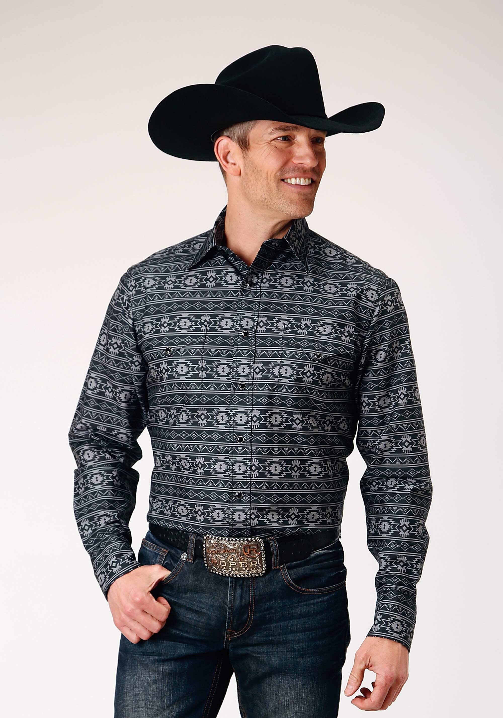 Roper 2001 Aztec Stripe (Cream) - Men's Western Shirt