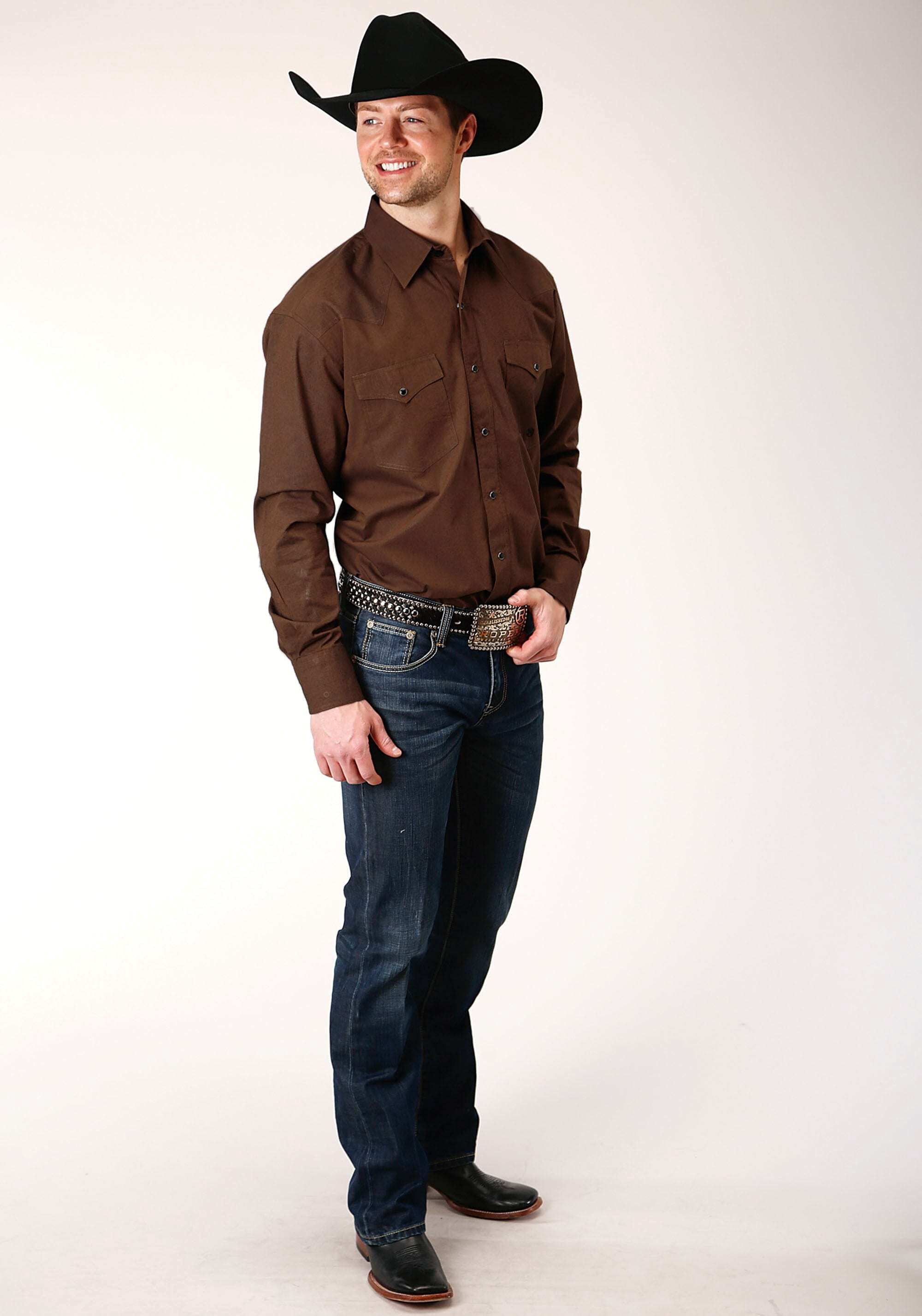 Black And Brown Casual Long Sleeve Western Cowboy Shirt  126262 main image 1